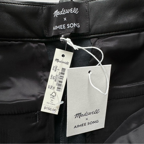 Madewell x Aimee Song Slim Tapered Pants NWT in Black Faux Leather 8 - Picture 8 of 11